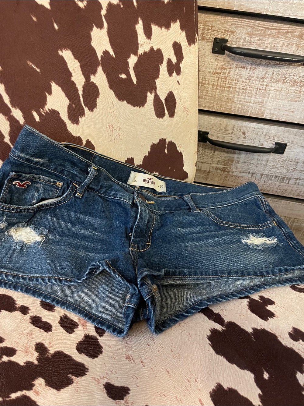 🤭Hollister Dark Blue Distressed Denim Short Shorts🤭